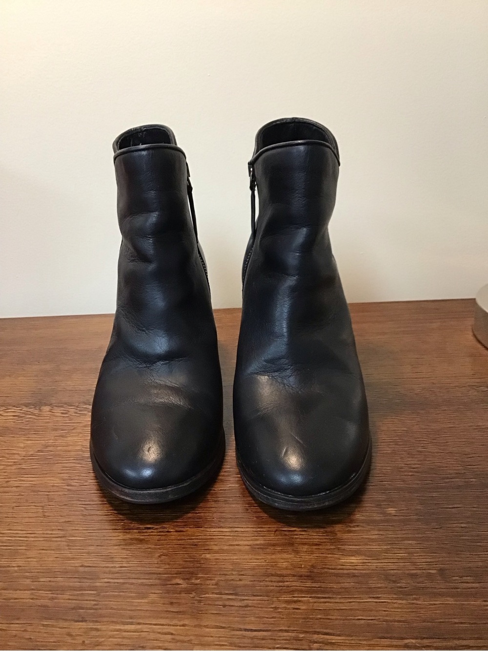 Thursday Boot Company Black Leather Women's Ankle Booties with Side Zip